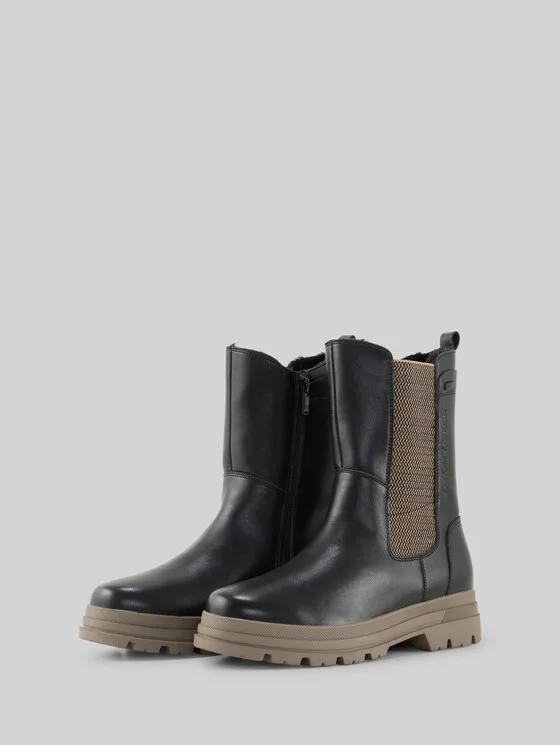 Wasserfeste Stiefel mit Fütterung in schwarz von Tom Tailor