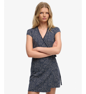 Superdry para mujer. W8011832B Vestido Athletic Essential Wrap marino (XXS), Casual, Algodón, Manga corta — cómo vestir y qué prendas favorecen a una figura con pecho grande