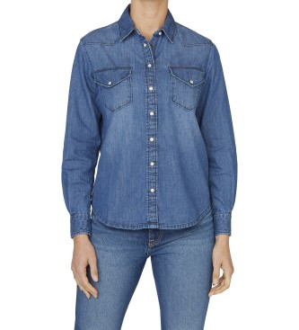 Pepe Jeans para mujer. PL3051234A5 Camisa Regular azul (L), Casual, Algodón, Manga larga — qué blusas y camisas de mujer se llevan en 2026 y cómo encontrarlas por foto