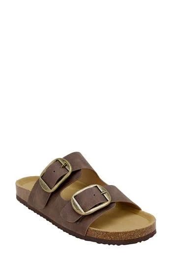 Seven7 Women's Griffin Faux Leather Double Strap Slide Sandal